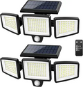 Tanjahopp 2500LM Solar Outdoor Security Lights – 210 LED 3-Head Motion Sensor with Remote Control, IP65 Waterproof, 270° Wide Angle, 3 Modes, 2-Pack